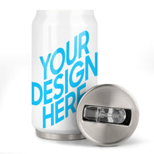 Cargar imagen en el visor de la galería, Taza tipo lata de aluminio con Tapa y Pajita Acero Inoxidable 304 Taza Térmica de Viaje Reutilizable para Café JJ0520153 Personalizada con Foto Logo Patrón Texto