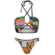 Cargar imagen en el visor de la galería, 2024 mujer conjunto de bikini sexy traje de baño de 2 piezas con correas decorativas personalizado con fotos patrón logo texto