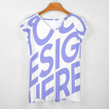 Cargar imagen en el visor de la galería, Camiseta Linda con cuello en V y manga corta con volantes de Moda para Mujer BUT Personalizada con Impresión Completa de una imagen con Foto Logo Patrón Texto