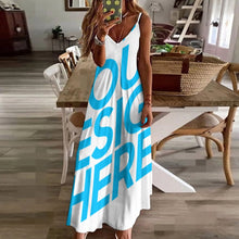 Cargar imagen en el visor de la galería, Vestido Largo con Tirantes estampado de moda para mujer BDQ Personalizado con Impresión Completa de una imagen con Foto Logo Patrón Texto