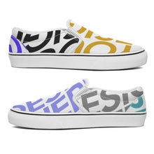 Cargar imagen en el visor de la galería, Zapatos de Lienzo sin Cordones Diseño Asimétrico para Mujer Hombre FS0811012 Personalizados con Impresión Completa con Foto Logo Patrón Texto