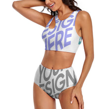 Cargar imagen en el visor de la galería, Bikini / Bañador dos piezas de moda cintura alta para mujer OCS2118 Personalizado de múltiples imágenes con impresión completa con Foto Logo Patrón Texto