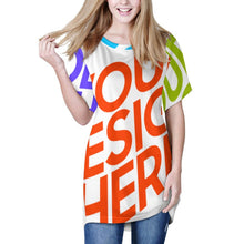 Cargar imagen en el visor de la galería, Camiseta larga cuello redondo manga corta para mujer AQT Personalizada con Impresión Completa de múltiples imágenes con Foto Logo Patrón Texto
