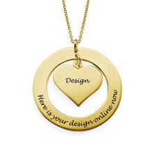 Cargar imagen en el visor de la galería, Collar con corazón anillo longitud ajustable en plata de ley 925 chapado de oro rosa de 18K para mujer madre X0052 Personalizado con texto nombre