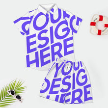 Cargar imagen en el visor de la galería, Conjunto de camisa de manga corta y pantalón corto para hombre B339D1P personalizado con patrón foto texto (impresión de imagen única)