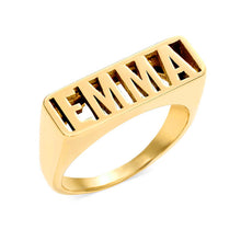 Cargar imagen en el visor de la galería, Anillo ahuecado J0007 Personalizado para mujer hombre de cobre grabado con txeto nombre