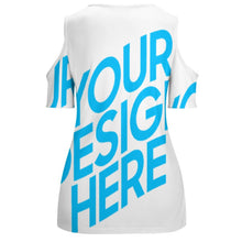 Cargar imagen en el visor de la galería, Camiseta de Manga Corta con Cuello en U Hombros Descubiertos para mujer ACT Personalizada con Impresión Completa de una imagen con Foto Logo Patrón Texto