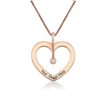 Cargar imagen en el visor de la galería, Collar Amor de Corazón con Diamante de Plata 925 / Cobre en Baño de Oro Rosa para Mujer Hombre X0068 Grabado Personalizado con Texto Nombre