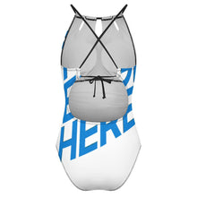 Cargar imagen en el visor de la galería, Traje de baño halter de una pieza con cordones para mujer personalizado con patrón foto texto (impresión de imagen única)