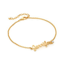 Cargar imagen en el visor de la galería, Pulsera con letra Personalizada de plata 925 / cobre S0006 para mujer con texto nombre chapada de oro rosa de 18K