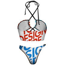 Cargar imagen en el visor de la galería, 2024 mujer conjunto de bikini sexy traje de baño de 2 piezas con correas decorativas personalizado con fotos patrón logo texto