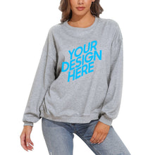 Cargar imagen en el visor de la galería, Sudadera holgada con cuello redondo y hombros caídos para mujer 100% algodón casual NZ2205148 A-071Personalizado Personalizada con Foto, Texto o Logo