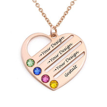Cargar imagen en el visor de la galería, Collar de plata de ley 925 de corazón con circonitas cúbicas X0001 Personalizado Grabado con nombre letra texto