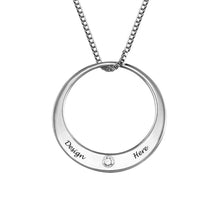 Cargar imagen en el visor de la galería, Collar de Anillo con Diamante X0015 Grabado Personalizado con Texto Nombre en Plata de Ley 925 / Cobre