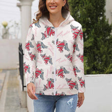 Cargar imagen en el visor de la galería, Sudadera con Capucha de Felpa con Cremallera Chaqueta Gruesa Manga Larga con Forro Polar para mujer BH1 Personalizada con Impresión Completa de una imagen con Foto Logo Patrón Texto