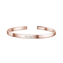Cargar imagen en el visor de la galería, Brazalete / Pulsera Abierta de Plata 925 / Cobre chapado en Oro / Oro Rosa para Mujer Hombre S0046 Grabado Personalizado con Texto Nombre