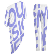Cargar imagen en el visor de la galería, Traje holgado casual de dos piezas Conjunto Top hombros caídos Pantalones largos para mujer VTZ Personalizado con Impresión Completa de una imagen con Foto Logo Patrón Texto