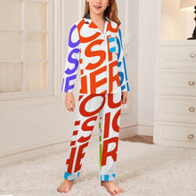 Cargar imagen en el visor de la galería, Pijama infantil de manga larga SDS059 Conjunto de ropa de dormir de 2 piezas personalizado con patrón foto texto (impresión de imágenes múltiples)