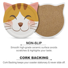 Cargar imagen en el visor de la galería, Posavasos de Cerámica Forma de Gato Posavasos Resistentes al Calor Posavasos para Bebidas para Protección de Mesa Juego de 4 / 6 JJ0520146 Personalizados con impresión de una imagen con Foto Logo Patrón Texto