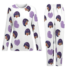 Cargar imagen en el visor de la galería, Pijama Conjunto Casual y Pantalones Largos de Otoño Invierno Suaves para Mujer BTZ Personalizado Impresion Completa de Múltiples Imágenes con Foto Logo Patrón Texto