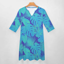 Cargar imagen en el visor de la galería, Vestido Casual de Manga 3/4 con Cuello de Pico y Bolsillo para Mujer BNQ Personalizado Impresion Completa de Una Imagen con Foto Logo Patrón Texto