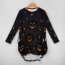 Cargar imagen en el visor de la galería, Vestido Holgado Casual de Dobladillo Irregular Manga Larga con Bolsillo para Mujer AKQ Personalizado Impresion Completa de Múltiples Imágenes con Foto Logo Patrón Texto