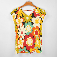 Cargar imagen en el visor de la galería, Camiseta Estampada de Mangas Cortas con Volantes Cuello en V para Mujer BUT Personalizada con impresión completa de múltiples imágenes con Foto Logo Patrón Texto