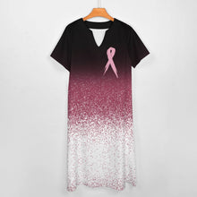 Cargar imagen en el visor de la galería, Vestido Largo Elegante de Manga Corta con Cuello en V y Bolsillo para Mujer BYQ Personalizado con Impresión Completa de Múltiples Imágenes con Foto Texto Patrón