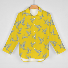 Cargar imagen en el visor de la galería, Camisa / Blusa Casual Básica Manga Larga Cuello en V Dobladillo Irregular Oficina para Mujer AY008 Personalizada con Impresión Completa de múltiples imágenes con Foto Logo Patrón Texto