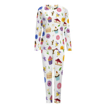 Cargar imagen en el visor de la galería, Traje de Pijama Suave de Dos Piezas Casual Manga Larga para Mujer BTZ Personalizado con Impresión Completa de dos imágenes con Foto Logo Patrón Texto