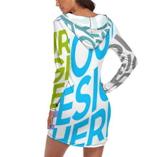 Cargar imagen en el visor de la galería, Ropa de casa de una pieza holgada Vestido Pijama con capucha para mujer QZ6056 Personalizada con Impresión Completa de múltiples imágenes con Foto Logo Patrón Texto