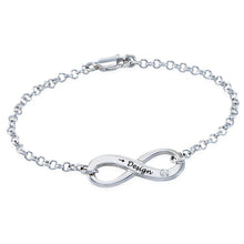 Cargar imagen en el visor de la galería, Pulsera ajustable de moda de cobre / plata de ley 925 chapado de oro rosa de 18 quilates para mujer S0002 Personaliza con texto nombre
