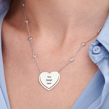Cargar imagen en el visor de la galería, Collar con colgante de corazón personalizado X0038 con texto nombre para mujer hombre Longitud Ajustable en plata de ley 925 chapado de oro rosa de 18K