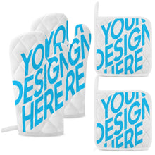 Cargar imagen en el visor de la galería, Guantes Aislantes / Manpolas de Cocina Conjunto de Cuatro Unidades para Horno Sartén Olla JJ0522073 Personalizados Impresion Completa de Una Imagen con Foto Logo Patrón Texto