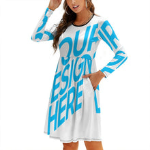 Cargar imagen en el visor de la galería, Vestido Plisado con Cuello Redondo para Mujer NZ036 Personalizado con Impresión Completa de una imagen con Foto Logo Patrón Texto
