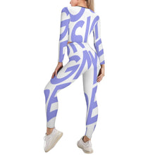 Cargar imagen en el visor de la galería, Traje de Sudadera deportiva ajustada cuello en V Camiseta manga larga para mujer NZ153 Personalizado con Impresión Completa de una imagen con Foto Logo Patrón Texto