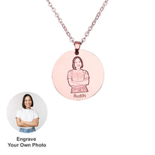 Cargar imagen en el visor de la galería, Collar Redondo Conmemorativo de Foto de Acero Titanio para Mujer Hombre Parejas SS1401109 Grabado Personalizado con Imagen Foto