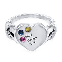 Cargar imagen en el visor de la galería, Anillos Vintage J0009 Personalizado para mujer con Cristales de Zirconia Plata de Ley 925 chapada en Oro grabado con txeto nombre letras