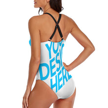 Cargar imagen en el visor de la galería, Bañador / Bikini de Una Pieza con Tirantes Cruzados de Mujer LT3150 Personalizado con Foto Logo Patrón Texto (Impresión Completa de una sola imagen)