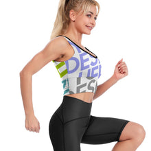 Cargar imagen en el visor de la galería, Top de Yoga Sujetador Deportivo de gimnasio entrenamiento para Mujer YJ023 Personalizado con Impresión Completa de múltiples imágenes con Foto Logo Patrón Texto