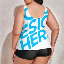 Cargar imagen en el visor de la galería, Tankini / Traje de Baño Talla Grande de Dos Piezas de Moda para Mujer QZ6065 Personalizado con Impresión Completa de una imagen con Foto Logo Patrón Texto
