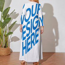 Cargar imagen en el visor de la galería, Vestido holgado talla grande manga larga cuello redondo para mujer A120 Personalizado con Impresión Completa de una imagen con Foto Logo Patrón Texto
