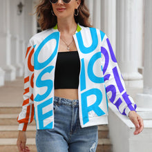 Cargar imagen en el visor de la galería, Chaqueta Manga Larga con Cremallera Casual Deportiva para Mujer LLJK Personalizada con Impresión Completa de múltiples imágenes con Foto Logo Patrón Texto