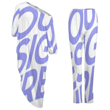 Cargar imagen en el visor de la galería, Traje holgado casual de dos piezas Conjunto Top hombros caídos Pantalones largos para mujer VTZ Personalizado con Impresión Completa de una imagen con Foto Logo Patrón Texto