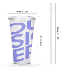 Cargar imagen en el visor de la galería, Copa de paja de plástico de doble capa con tapa y pijita JJ0520062 Personalizada con Foto Logo Patrón Texto