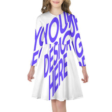 Cargar imagen en el visor de la galería, Vestido evasé niña manga larga F6Q personalizado con patrón foto texto (impresión de imagen única)