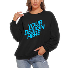 Cargar imagen en el visor de la galería, Sudadera para mujer con mangas abullonadas de vellón holgada con cuello redondo y hombros caídos casual NZ2205185 D85 Personalizada con Foto, Texto o Logo