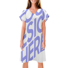 Cargar imagen en el visor de la galería, Vestido de manga corta con cuello en V suave suelto de moda para mujer BUQ Personalizado con Impresión Completa con Foto Logo Patrón Texto