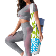 Cargar imagen en el visor de la galería, Bolsa de almacenamiento plegable de lona para esterilla de yoga personalizado con patrón foto texto (impresión de imágenes múltiples)