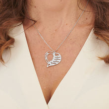 Cargar imagen en el visor de la galería, Collar de Corazon con Piedra de Nacimiento de Plata de Ley 925 X0021 Grabado Personalizado con Texto Nombre